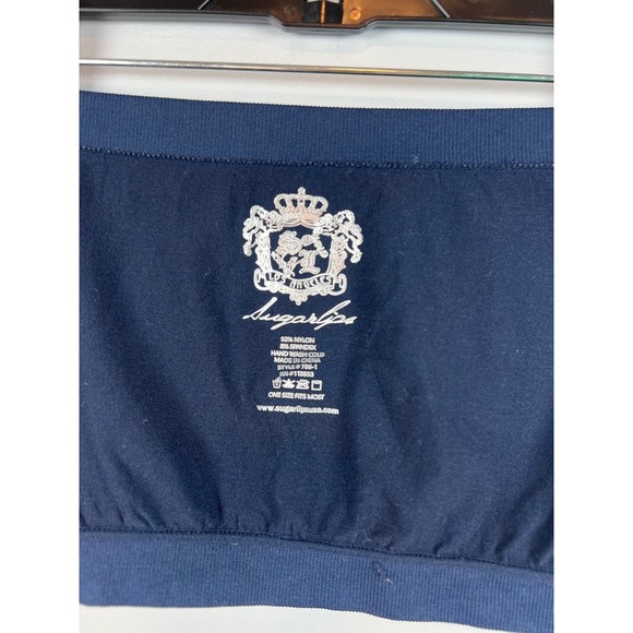 Sugar Lips Gameday Crop Tank, Navy and White, Size OS - Picture 6 of 6